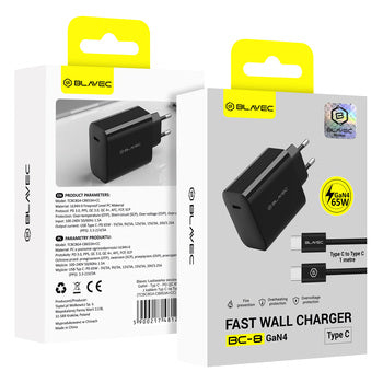 BLAVEC WALL CHARGER BC-8 GAN4 - TYPE C - PD QC 465W 3A WITH C TO C CABO PRETO