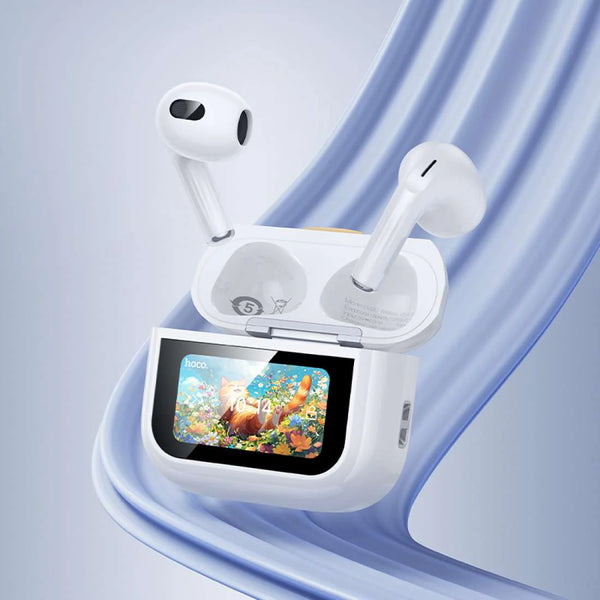 AIRPODS HOCO EW87 WITH COLOURFUL LCD TOUCH SCREEN TWS HEADSET WHITE