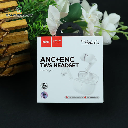 WIRELESS EARPHONES HOCO TWS ANC EQ34 PLUS WHITE