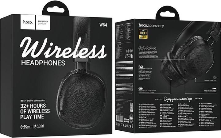 WIRELESS HEADPHONE 32HOURS  HOCO W64 PRETO